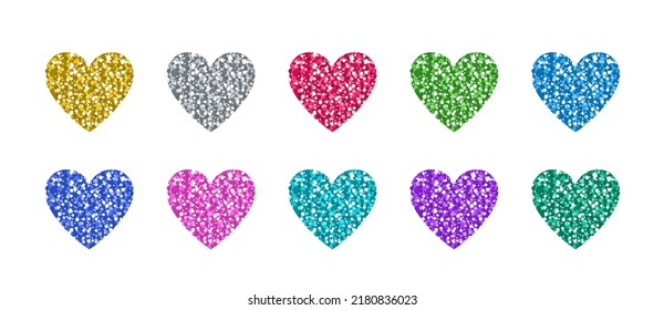 Glitter Heart Set In Differently Colors