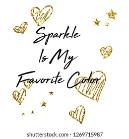 glitter heart star black text girl tee illustration art vector  