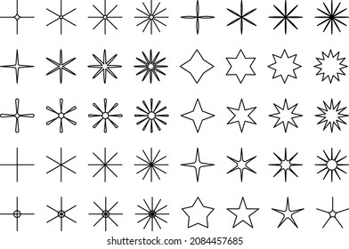 Juego de iconos de brillo (línea negra sin pintura)
