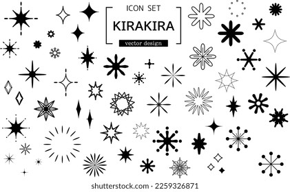 Glitter icon set monotone vector design sparkle material