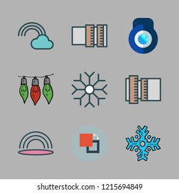 glitter icon set. vector set about rainbow, background, light and lens icons set.