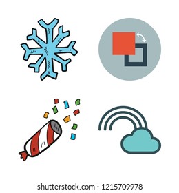 glitter icon set. vector set about snowflake, rainbow, background and confetti icons set.