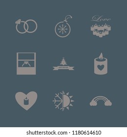 glitter icon. glitter vector icons set candle heart, wedding ring, rainbow and christmas ball