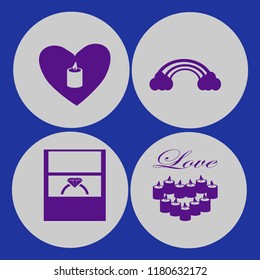 glitter icon. glitter vector icons set wedding ring, candle heart, candles heart and rainbow