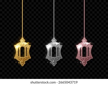Linterna de brillo para Ramadán Kareem. Elemento de diseño de celebración árabe. Decoración del Islam. Festival musulmán.
