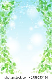Glitter Leaves and Music Notes Background Frame
