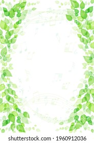 Glitter Leaves and Music Notes Background Frame