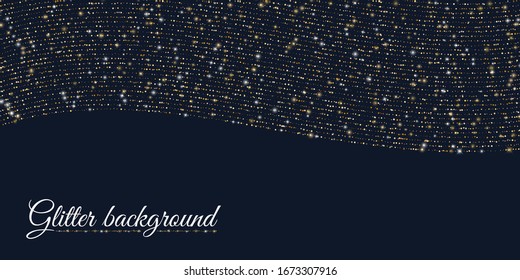 Líneas de brillo en fondos oscuros. Efectos de luz brillantes. Lujoso estilo art deco dorado brillante. Gráfica creativa vectorial para banner, portada, plantilla, afiche, layot, volante.
