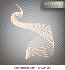 Glitter magic sparkle swirl trail effect on transparent background. Luminous backgrounds. Vector 10 EPS.