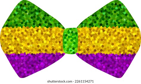 Glitter Mardi Gras bow vector illustration