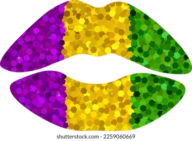 Ilustración vectorial de los labios de Glitter Mardi Gras