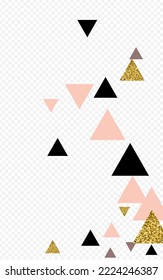 Glitter Mosaic Vector Transparent Background. Luxury Triangle Art Pattern. Glow Foil Shape Illustration. Light Hipster Design.