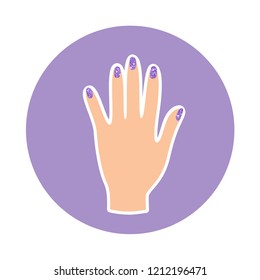 Glitter nails. Vector illustration. Nail art design