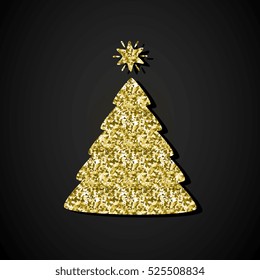 Glitter New Year Tree, vector template for New Year design