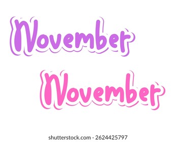  glitter NOVEMBER Letters Icon. November sign. Design for decorating, background, wallpaper, illustration.