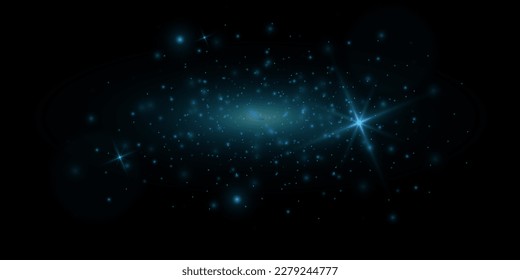 Glitter particle explosion background effect. Sparkling texture. Stardust sparkles from an explosion on a black background.