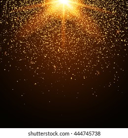  Glitter particles background effect. Sparkling texture. Star dust sparks in explosion on dark background. Vector Illustration