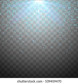 Glitter particles background effect. Sparkling texture. Star dust sparks in explosion on dark background. Vector Illustration.