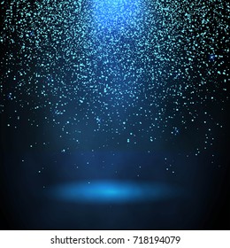 Glitter particles background effect. Sparkling texture. Star dust sparks in explosion on dark background. Vector Illustration.