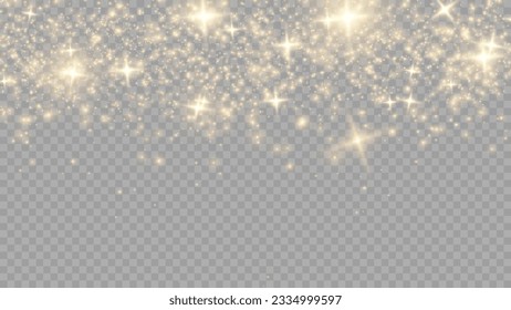 Glitter particles effect. Gold glittering Space star dust trail sparkling particles on transparent background. Stock royalty free vector illustration. PNG	