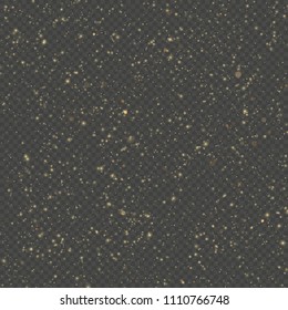 Glitter particles overlay effect. Gold glittering star dust sparkling particles on transparent background. EPS 10
