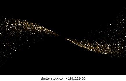 Glitter Particles Wave Of Comet Wave Trail Or Vector Golden Light Glow With Sparkling Star Dust Gold Effect For Luxury Cosmetic