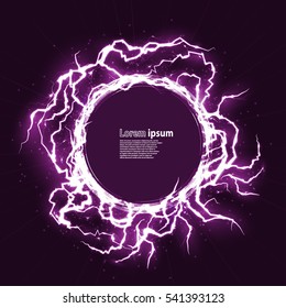 glitter party poster abstract layout with circle surrounded by lightnings luxurious pattern. Vector illustration