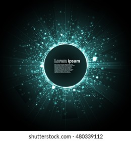 glitter party poster in explosion on black background. Vector Illustration