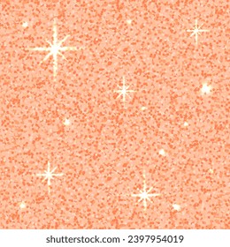 Glitter peach background. Pantone 2024 Peach Fuzz color. Square pastel backdrop with shiny glitter effect. Abstract vector illustration.