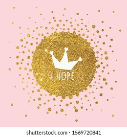 glitter polka crown text line girl tee illustration art vector
