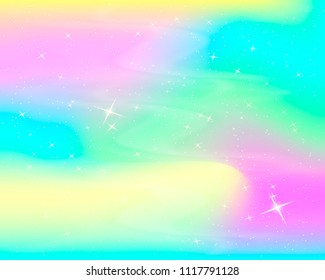 Glitter rainbow background. The sky in pastel color. Bright mermaid pattern.Vector illustration.