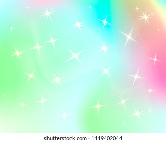 Glitter rainbow background. The sky in pastel color. Bright mermaid pattern.Vector illustration.