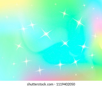 Glitter rainbow background. The sky in pastel color. Bright mermaid pattern.Vector illustration.