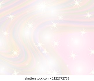 Glitter rainbow background. The sky in pastel color. Bright kawaii mermaid pattern.Vector illustration.