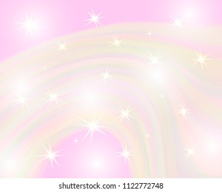 Glitter rainbow background. The sky in pastel color. Bright kawaii mermaid pattern.Vector illustration.