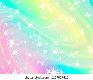 Glitter rainbow background. The sky in pastel color. Bright mermaid sparkle pattern.Vector illustration. Unicorn colorful backdrop.