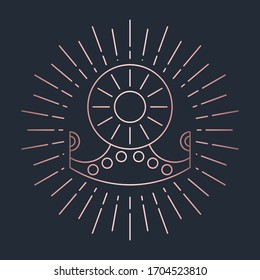 Glitter Rose gold foil crown.Vector isolated icon.Glamour luxury design for selfie or video chat filter.Glow light confetti, bright sequins, sparkle tinsel, abstract bling, shimmer dust.