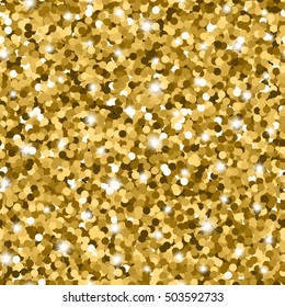Glitter seamless pattern with golden circles and sparkles