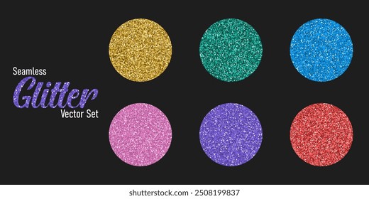 Glitter conjunto de padrão sem costura, fundos coloridos brilhantes sem costura com textura mais brilhante.