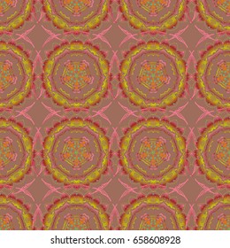 Glitter seamless pattern. Vector luxury sketch with brown, red and orange elements.