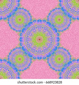 Glitter seamless pattern. Vector luxury sketch with pink, green and brown elements.
