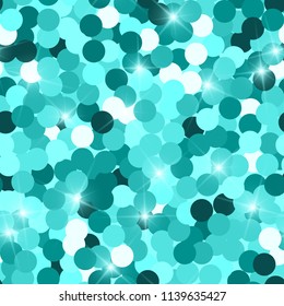 Glitter seamless texture. Actual emerald particles. Endless pattern made of sparkling circles. Authentic abstract vector illustration.