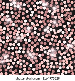 Glitter seamless texture. Actual pink particles. Endless pattern made of sparkling circles. Dramatic abstract vector illustration.