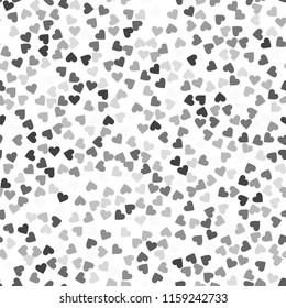Glitter seamless texture. Actual silver particles. Endless pattern made of sparkling hearts. Trending abstract vector illustration.