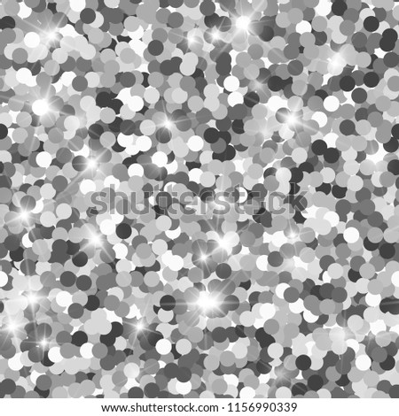 Glitter seamless texture. Actual silver particles. Endless pattern made of sparkling circles. Graceful abstract vector illustration.