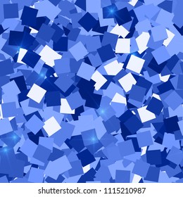 Glitter seamless texture. Admirable blue particles. Endless pattern made of sparkling squares. Wonderful abstract vector illustration.