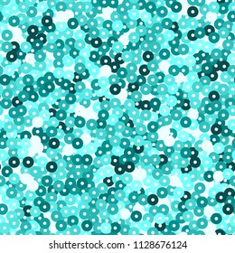 Glitter seamless texture. Admirable emerald particles. Endless pattern made of sparkling sequins. Amazing abstract vector illustration.
