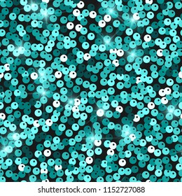 Glitter seamless texture. Admirable emerald particles. Endless pattern made of sparkling spangles. Ideal abstract vector illustration.