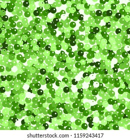 Glitter seamless texture. Admirable green particles. Endless pattern made of sparkling spangles. Majestic abstract vector illustration.