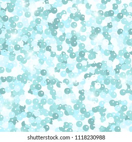 Glitter seamless texture. Admirable mint particles. Endless pattern made of sparkling spangles. Noteworthy abstract vector illustration.